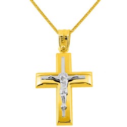 Χρυσός βαπτιστικός σταυρός Κ14 με αλυσίδα