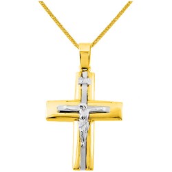Χρυσός βαπτιστικός σταυρός Κ14 με αλυσίδα