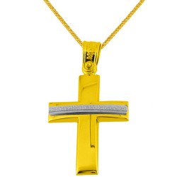 Χρυσός βαπτιστικός σταυρός Κ14 με αλυσίδα