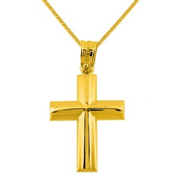 Χρυσός βαπτιστικός σταυρός Κ14 με αλυσίδα