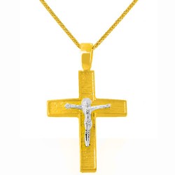 Χρυσός βαπτιστικός σταυρός Κ14 με αλυσίδα