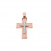 Μασίφ σταυρός διπλής όψης από ροζ χρυσό Κ14