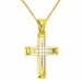 Χρυσός βαπτιστικός σταυρός διπλής όψης Κ14 με αλυσίδα