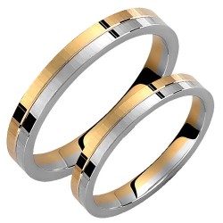 Σετ βέρες από κίτρινο και λευκό χρυσό 14 καρατίων