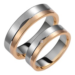 Σετ χρυσές δίχρωμες βέρες γάμου αρραβώνα Κ14