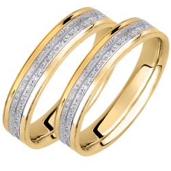 Σετ χρυσές δίχρωμες φαρδιές βέρες Κ14