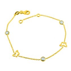 Χρυσό βραχιόλι Κ14 με ορυκτά aquamarine