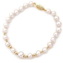 Βραχιόλι με μαργαριτάρια και χρυσό κούμπωμα Κ14