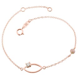 Βραχιόλι μάτι από ροζ χρυσό Κ14 με τουρμαλίνη