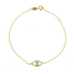 Χρυσό βραχιόλι μάτι Κ9 με ζιργκόν