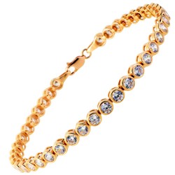 Βραχιόλι ριβιέρα από ροζ χρυσό Κ14 με ζιργκόν