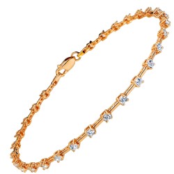 Ροζ χρυσό βραχιόλι Κ14 με ζιργκόν