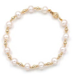 Βραχιόλι με μαργαριτάρια και χρυσά στοιχεία Κ14