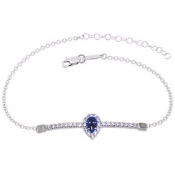 Λευκόχρυσο βραχιόλι μπάρα σταγόνα Κ14 με ζιργκόν