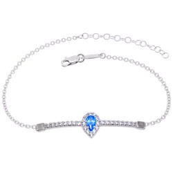 Λευκόχρυσο βραχιόλι μπάρα σταγόνα Κ14 με ζιργκόν