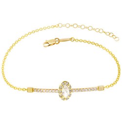 Χρυσό βραχιόλι μπάρα οβάλ Κ14