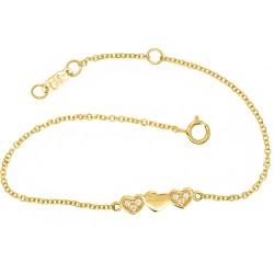 Χρυσό βραχιόλι καρδιές Κ14