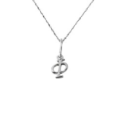 Λευκόχρυσο μενταγιόν "μονόγραμμα" Κ14 με αλυσίδα