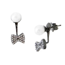 Ασημένια σκουλαρίκια ear jacket 925 με μαύρο επιπλατίνωμα