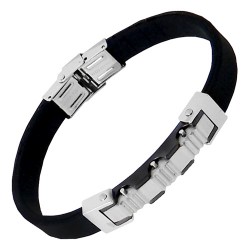 Ατσάλινο ανδρικό βραχιόλι με καουτσούκ