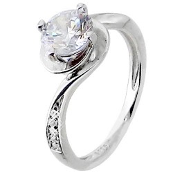 Ασημένιο μονόπετρο δαχτυλίδι 925