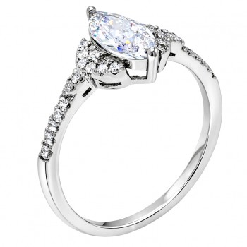 Ασημένιο μονόπετρο δαχτυλίδι marquise 925