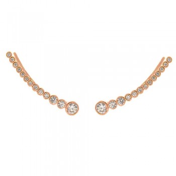 Ασημένια σκουλαρίκια ear cuff 925 σε ροζ χρώμα