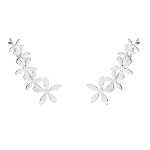 Ασημένια σκουλαρίκια λουλούδια ear cuff 925