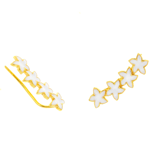 Ασημένια επιχρυσωμένα σκουλαρίκια ear cuff 925 λουλούδια