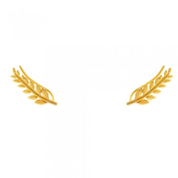 Ασημένια επιχρυσωμένα σκουλαρίκια ear cuff 925 φύλλα