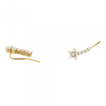 Ασημένια επιχρυσωμένα σκουλαρίκια ear cuff 925 με πέρλες