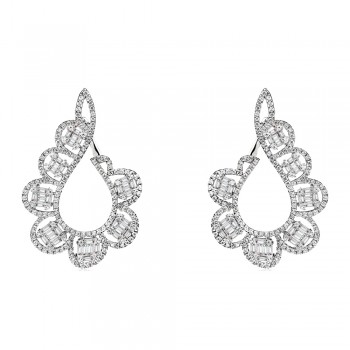 Ασημένια νυφικά σκουλαρίκια πέταλο 925 με ζιργκόν