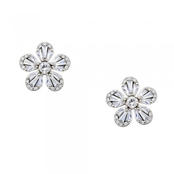 Ασημένια σκουλαρίκια λουλούδια 925 με ζιργκόν