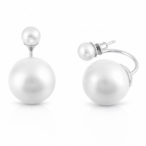 Ασημένια σκουλαρίκια ear jacket 925 με μαργαριτάρια και πέρλες