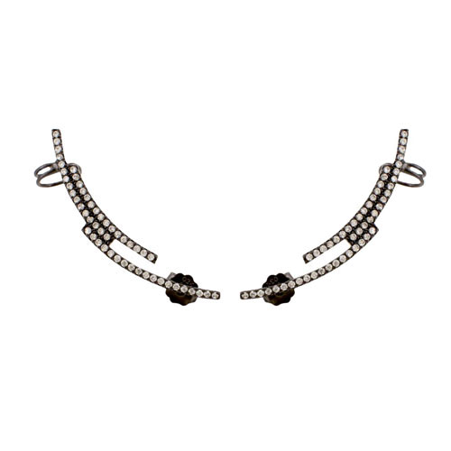 Ασημένια σκουλαρίκια ear cuff 925 με μαύρο επιπλατίνωμα
