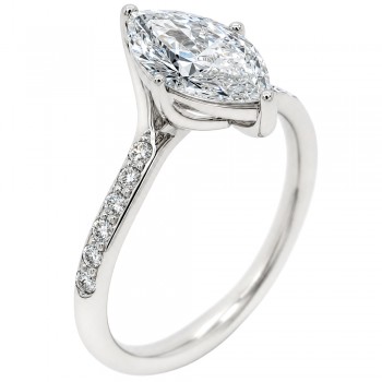 Λευκόχρυσο μονόπετρο marquise Κ14 με lab grown diamonds