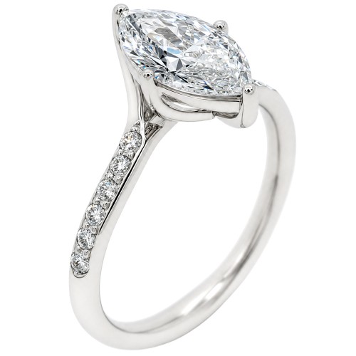 Λευκόχρυσο μονόπετρο marquise Κ14 με lab grown diamonds