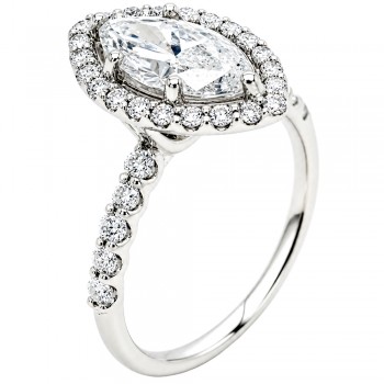 Λευκόχρυσο μονόπετρο marquise Κ14 με lab grown diamonds