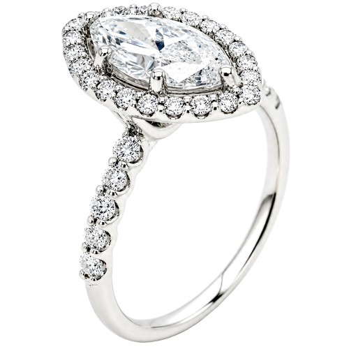 Λευκόχρυσο μονόπετρο marquise Κ14 με lab grown diamonds