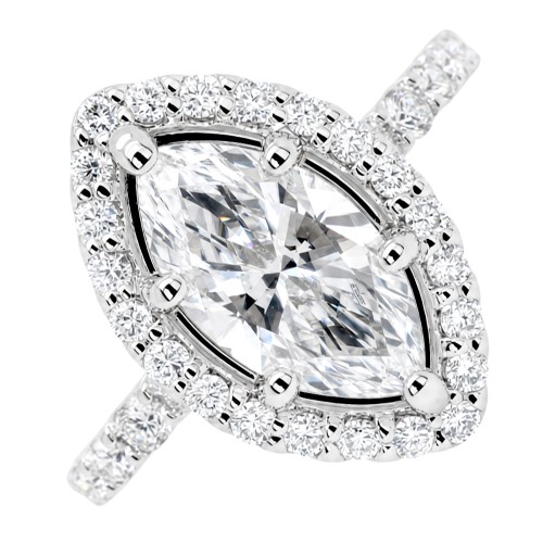 Λευκόχρυσο μονόπετρο marquise Κ14 με lab grown diamonds