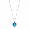 Λευκόχρυσο κολιέ Κ18 με London Blue Topaz και διαμάντια