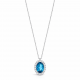 Λευκόχρυσο κολιέ Κ18 με London Blue Topaz και διαμάντια