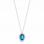 Λευκόχρυσο κολιέ Κ18 με London Blue Topaz και διαμάντια