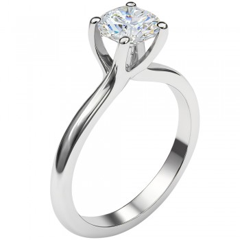Λευκόχρυσο μονόπετρο δαχτυλίδι Κ18 με lab grown diamond