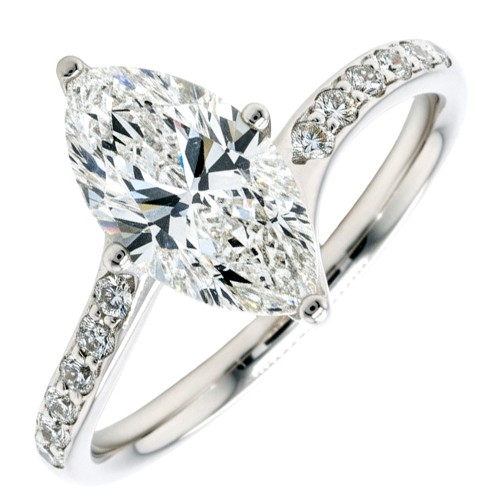 Λευκόχρυσο μονόπετρο marquise Κ14 με lab grown diamonds