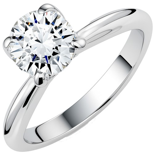 Λευκόχρυσο μονόπετρο δαχτυλίδι Κ18 με lab grown diamond
