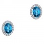 Λευκόχρυσα οβάλ σκουλαρίκια Κ18 με London Blue Topaz και διαμάντια