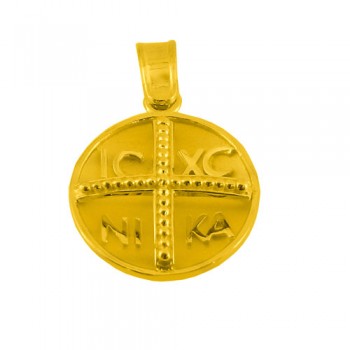 Χρυσό φυλαχτό Κ14 διπλής όψης