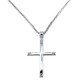 Λευκόχρυσος μασίφ σταυρός Κ14 με αλυσίδα
