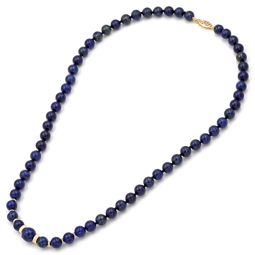 Κολιέ με lapis lazuli και χρυσό κούμπωμα Κ14